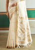 Snow White Woven Tussar Silk Saree