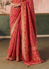 Cherry Red Woven Georgette Bandhej Saree