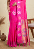 Queen Pink Woven Bronze Zari Paithani Silk Saree