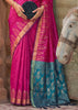 Magenta Pink Woven Banarasi Silk Saree