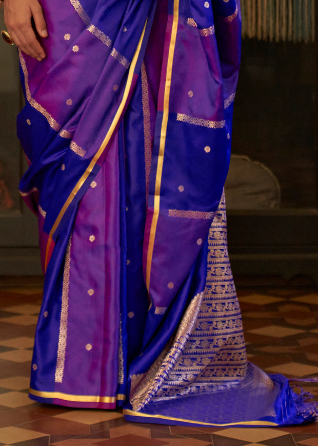 Bright Purple Rangkat Satin Silk Saree