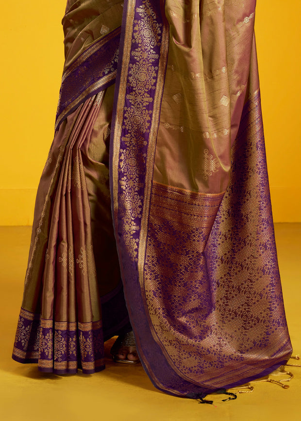 Coffee Brown Woven Banarasi Silk Saree