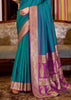 Peacock Blue Banarasi Soft Silk Saree