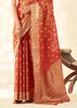 Rust Orange Woven Linen Tissue Silk Saree