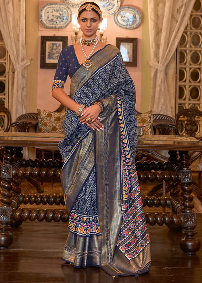 Jaanvi Fashion Women's Rani Blue Banarasi Paithani Silk With Zari Jacquard  Work Saree With Blouse Piece