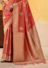 Orange Peach Woven Tusser Silk Saree