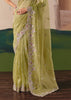Pista Green Embroidered Designer Silk Saree