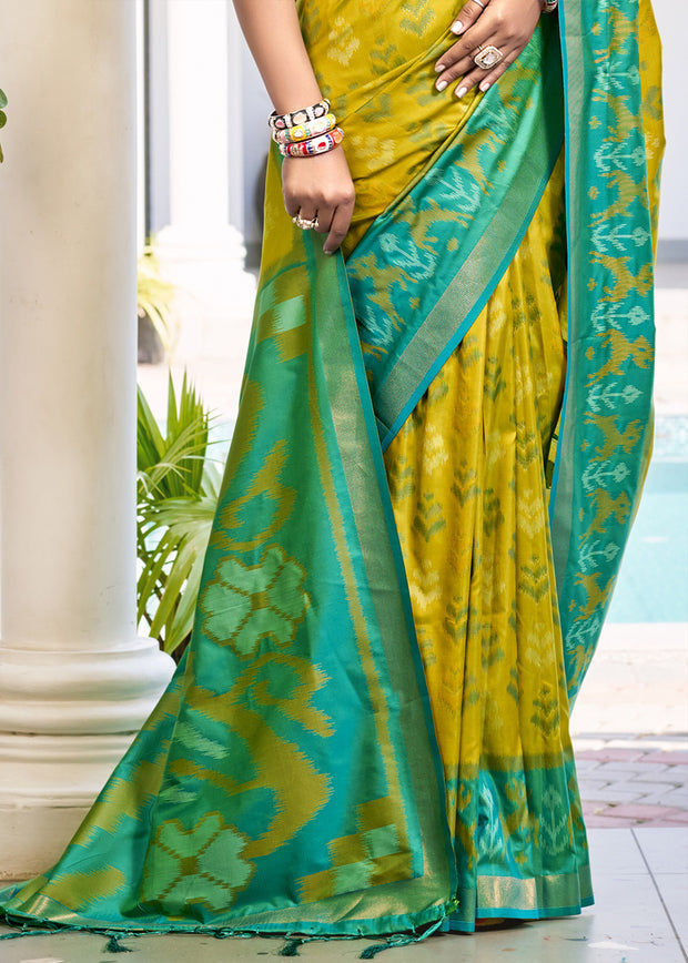 Apple Green Woven Patola Silk Saree