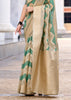 Aqua Green Woven Cotton Linen Silk Saree
