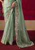 Antique Green Designer Embroidered Saree