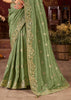 Stone Green Embroidered Tissue Designer Saree