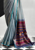 Aquatic Blue Woven Linen Cotton Silk Saree