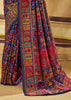 Navy Blue Woven Cotton Kashmiri Jamewar Saree