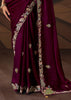 Wine Purple Embroidered Designer Saree