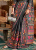 Jet Black Madhubani Printed Saree