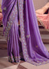 Lavender Purple Embroidered Tissue Designer Saree
