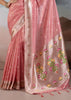 Salmon Peach Woven Banarasi Tissue Silk Saree