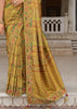 Celery Yellow Designer Embroidered Silk Saree