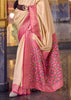 Cream Beige Woven Banarasi Silk Saree