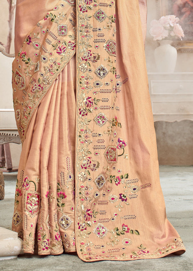 Delight Pink Embroidered Designer Saree