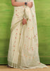 Off White Woven Linen Silk Saree