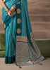 “Exclusive Offer” : Teal Blue Woven Banarasi Satin Silk Saree