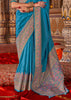 Heritage Blue Printed Kashmiri Jamewar Saree