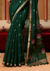 Forest Green Woven Cotton Organza Saree