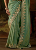 Sage Green Embroidered Tissue Saree