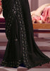 Jet Black Embroidered Tissue Designer Saree