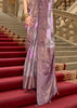 Vintage Purple Printed Satin Silk Saree