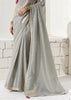 Silver Grey Designer Organza Tissue Silk Saree