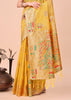 Blazing Yellow Woven Linen Cotton Silk Saree