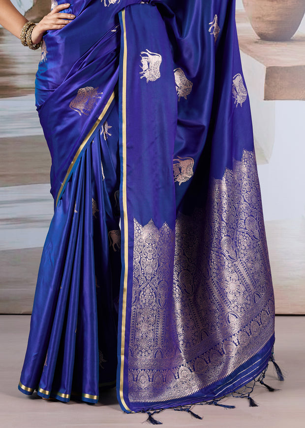Royal Blue Banarasi Satin Silk Saree