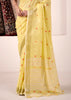 Lemon Yellow Woven Linen Silk Saree