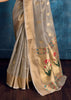 Silver Grey Woven Paithani Tissue Silk Saree
