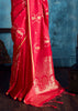 Vermilion Red Woven Banarasi Satin Silk Saree
