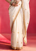 Off White Embroidered Soft Silk Saree With Contrast Blouse