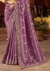 Iris Purple Embroidered Tissue Designer Saree