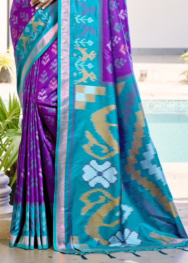 Phlox Purple Woven Patola Silk Saree