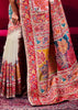 Bright white Woven Cotton Kashmiri Jamewar Saree