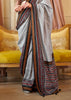 Black And White Printed Soft Silk Saree