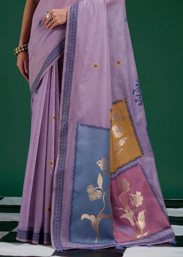 Lavender Woven Cotton Jamdani Saree