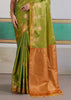 Kiwi Green Woven Tussar Silk Saree