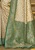 Antique Green Woven Banarasi Brocade Silk Saree With Overall Jaal