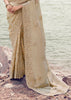 Elegance Ivory Woven Embroidered Tissue Silk Saree