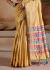 Golden Beige Woven Banarasi Silk Saree