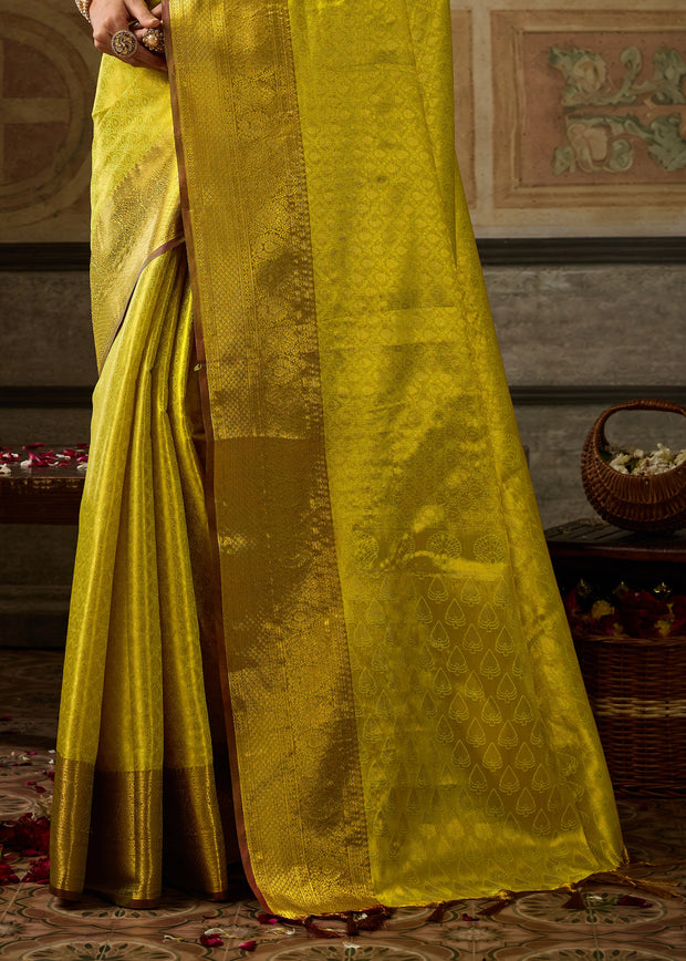 Apple Green Woven Kanjivaram Silk Saree