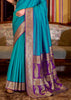 Vivid Blue Banarasi Soft Silk Saree