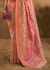 Coral Pink Woven Kashmiri Jamewar Silk Saree